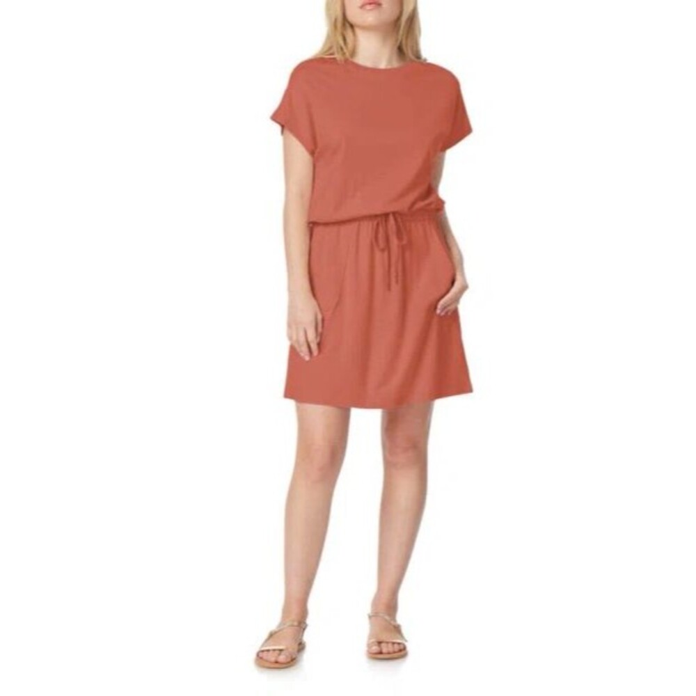 C&C CALIFORNIA Barbara Dolman Sleeve Pocket Jersey Dress M Bruchetta Orange B42